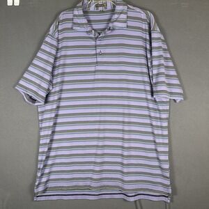 Peter Millar Summer‎ Comfort Mens XL Purple Striped Polo Shirt Performance